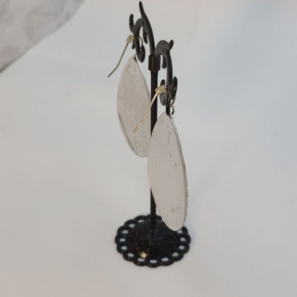Black and White Zebra Style Teardrop Metal Earrings - Picture 2 of 5